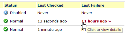 Showing last failure